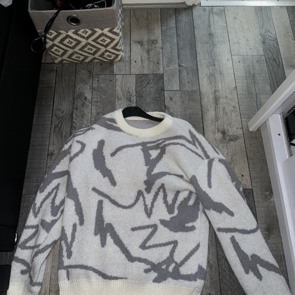 Men’s Graphic Pattern Drop Shoulder Sweater